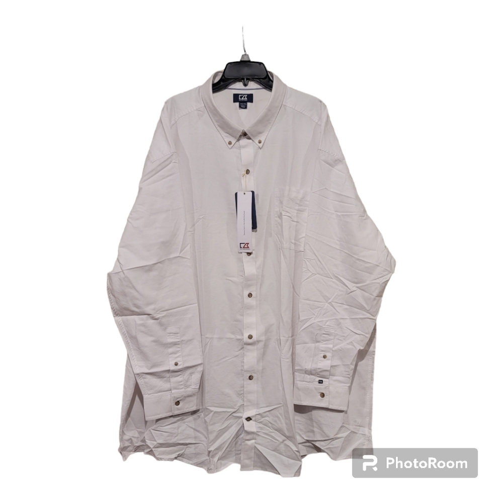Cutter & Buck 4XB mens shirt button down white cotton new w tags outdoors